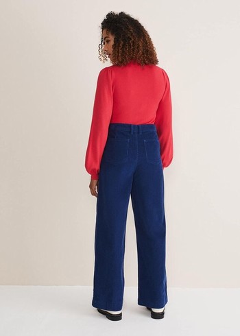 Phase Eight Magsie Corduroy Wide Leg Trousers Blue USA | 5692871-GO